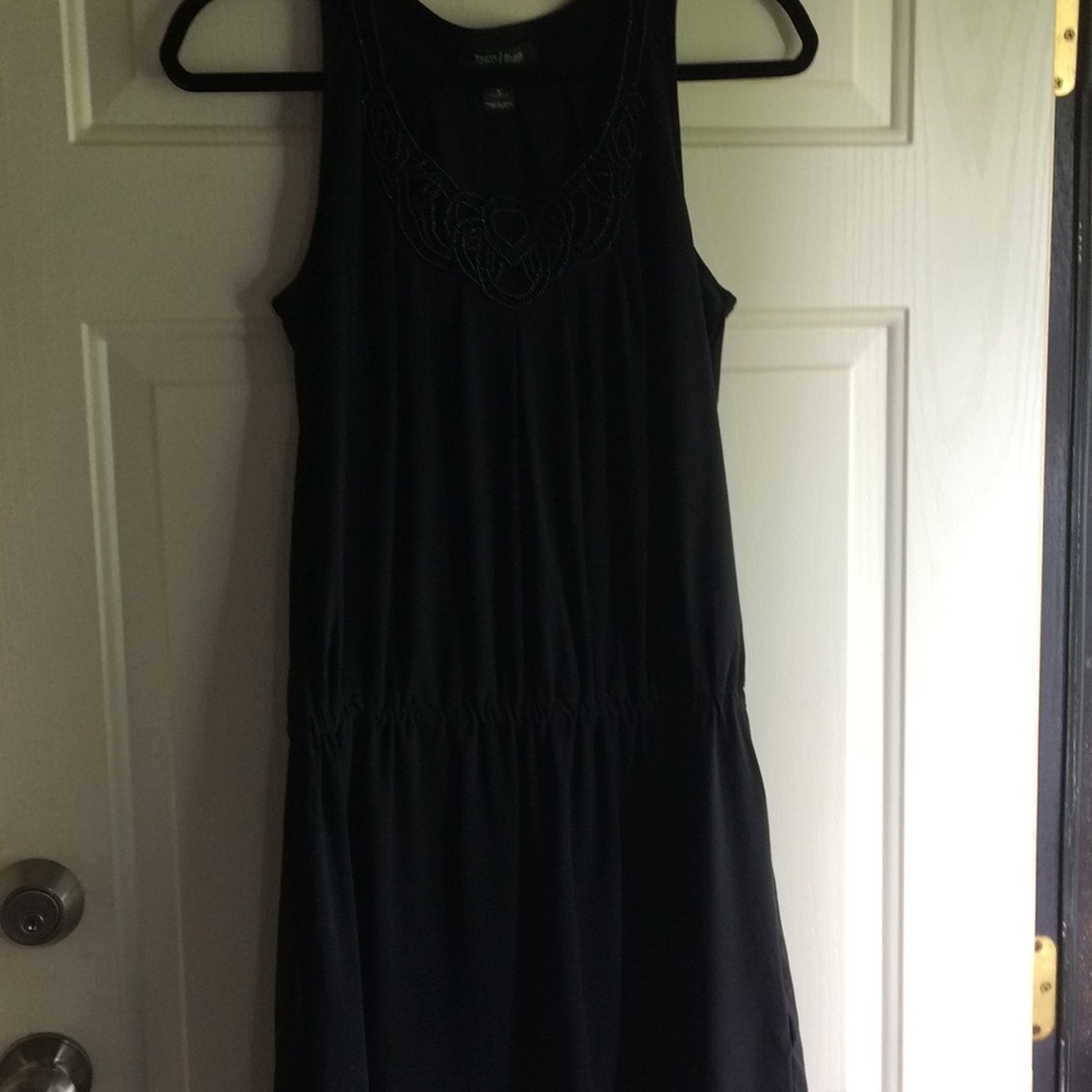 WHBM S Black Dress Open Cutwork Beaded Stretch